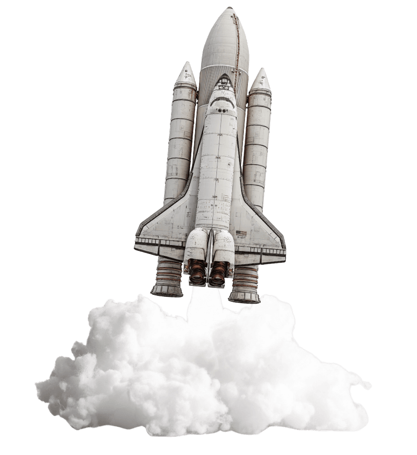 Shuttle che decolla tra le nuvole